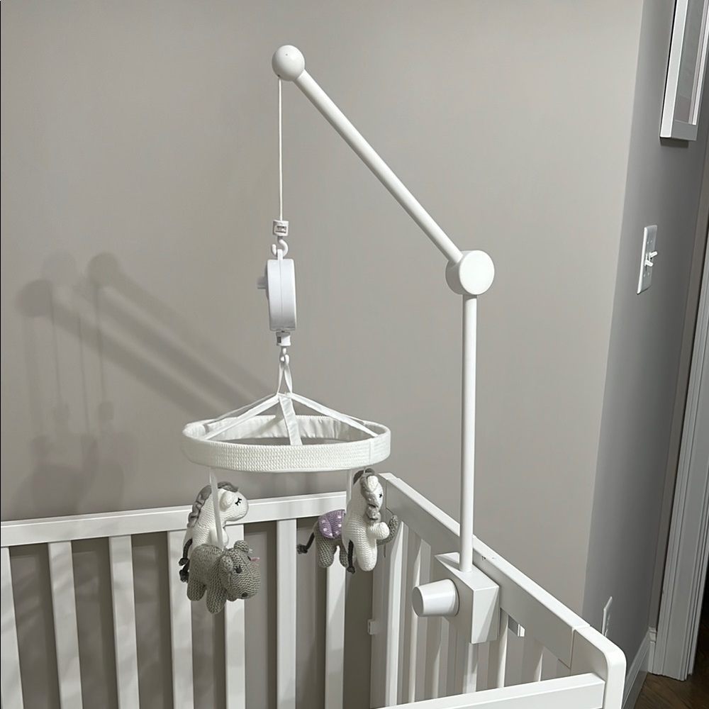 Pottery Barn White Baby Mobile with Plush Animals
